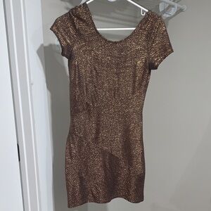Free People Metallic Bronze Mini Dress